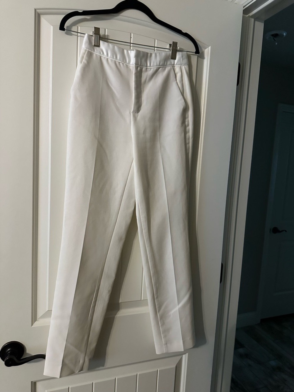 Zara Women's White Tuxedo Pants - Tailored Straight Leg